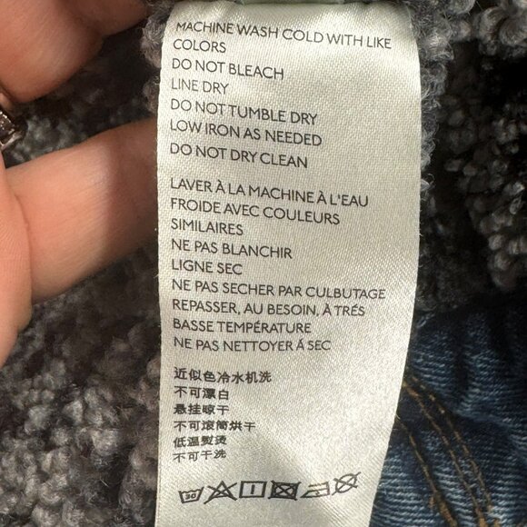 Free People Jean Jacket With Gray Leopard Sherpa Lining Womens XS - Picture 5 of 7